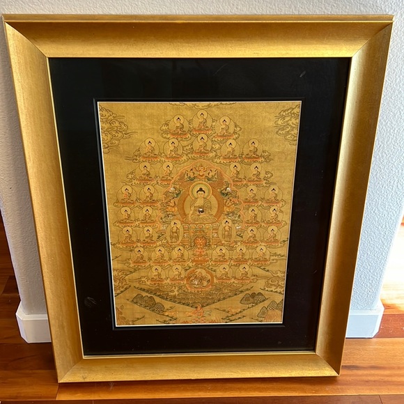 Hand-painted Gold Leaf Buddha—professionally framed in museum glass - Picture 1 of 6
